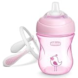 Chicco Vaso de Transición, Vaso Antiderrame 200 ml, Vaso Aprendizaje para Bebés de +4 Meses para Aprender a Beber, con Boquilla de Silicona Blanda, Anti-Cólico, sin BPA ,Color Rosa