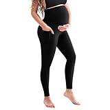 SINOPHANT Leggings de maternidad para mujer, cintura alta, opacos, suaves, elásticos, ropa de maternidad, para casa, yoga, deporte, 1 Pack Negro, M