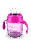 Philips Avent SCF551/03 - Vaso con boquilla de silicona para niña, válvula antigoteo, sin BPA, para bebe de 6 meses, 200 ml, color rosa