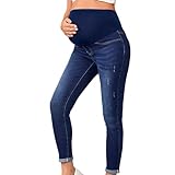 Pantalones vaqueros de maternidad para mujer, ajustados, vaqueros de maternidad sobre el abdomen, cómodos, elásticos, ajustados, pantalones de embarazo, con cintura alta, para toda la embarazada,