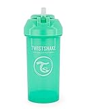 Twistshake Straw Cup Vaso de Aprendizaje para Beber con Antiderrame Boquilla con Silicona Pajita 360 ml, Taza de Entrenamiento para Sorber para Bebé, Sin BPA, 6 + Meses, Verde Pastel