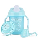 Twistshake Mini Cup Vaso de Aprendizaje para Beber, PP, con Antiderrame Boquilla de Blanda 230 ml, Taza de Entrenamiento para Sorber para Bebé y Mezclador de Frutas, Sin BPA, 4+ Meses, Azul Pastel