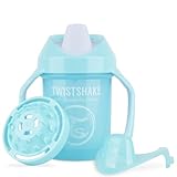 Twistshake Mini Cup Vaso de Aprendizaje para Beber, PP, con Antiderrame Boquilla de Blanda 230 ml, Taza de Entrenamiento para Sorber para Bebé y Mezclador de Frutas, Sin BPA, 4+ Meses, Azul Pastel