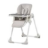kk Kinderkraft YUMMY Trona bebé Ajustable, Trona portatil, Plegable, Asiento Reposapiés, Altura Ajustable, 7 niveles, Bandeja Ajustable, Tronas de bebé baratas, Hasta 3 años, Gris