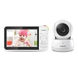 VTECH VM924 Camara Vigilancia Bebe, 2600mAh Vigilabebes con Camara Vigilabebés Monitor Inalámbrico de Vídeo con LCD 5' Inteligente VOX Visión Nocturna