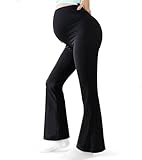 Alled Premamá Pantalones,Cintura Alta Acampanados Pantalones de Yoga para Embarazo, Negocios Casuales, Leggings de Maternidad sobre el Vientre Mujer (M, Negro)