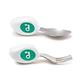 doddl Set de 2 utensilios, cuchara y tenedor para niños, aprende a usar cubiertos enseguida, suministros para bebés, desde 1 año, Turquesa