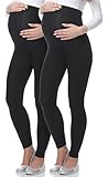 Be Mammy Premamá Leggins Largos Embarazo Lactancia (Negro/Negro, XL)