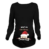 Q.KIM Camiseta Divertido Estampada de Sin Mangas/Manga Corta/Manga Larga premamá para Mujer Embarazo Lactancia T-Shirt-Navidad Serie