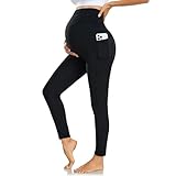 Nlieanuc Leggins Premama con Bolsillos Leggins Embarazada Mujer Cintura Alta Pantalones Premama Ropa Maternidad Elásticos Suave