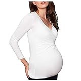 Premamá Tops Camisas de Lactancia Materna de Manga Larga para Mujeres cómodo Color sólido Camiseta Elástico Ropa Premamá de Enfermería Primavera Verano Regalo Durante el Embarazo