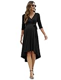 KOJOOIN Vestido de Maternidad para Mujer Vestido de Lactancia Festiva Cuello en V Mangas 3/4 Vestido De Maternidad Con Cinturón, Negro (3/4 mangas), M