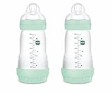 MAM Pack 2 Biberones Anticólicos, 2-4 Meses, 260ml, con Tetina 2 Flujo Medio de Silicona de Fácil Aceptación, Autoesterilizable y Fácil de Limpiar, Easy Start Anti-Colic, Azul Brillante, Pack de 2uds