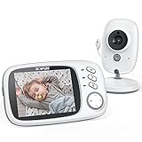 BOIFUN 720P Camara Vigilancia Bebe, Visión Nocturna Infrarroja Invisible, Detección de Temperatura, Canciones de Cuna, VOX, No Necesita WiFi, Protección de la Privacidad, Material de Seguridad ABS