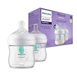 Philips Avent Biberón Natural Response: 2 biberones de 125 ml con sistema AirFree, sin BPA, para recién nacidos a partir de 0 meses (modelo SCY670/02)