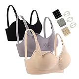 Seitop - Paquete de 3 brasieres de lactancia para mujer, sin costuras, G1, Medium