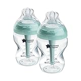 Tommee Tippee Biberón, biberón anticólicos óptimo, 260 ml, con tetina anatómica para agarre natural, varilla de ventilación anticólicos, pack de 2