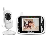 HelloBaby HB32 Vigilabebés Monitor Inalámbrico de Vídeo con Cámara Digital, Vigilancia de la Temperatura de Visión Nocturnay 2 Way Talkback System (HB32), 720p, Sólo movimiento