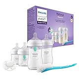 Philips Avent Set de regalo para recién nacidos: 4 biberones con sistema AirFree, chupete ultra soft y escobilla, de 0-12 meses (modelo SCD657/11)