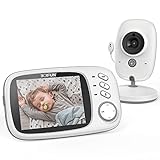 BOIFUN 720P Camara Vigilancia Bebe 3,2 Pulgadas, Visión Nocturna Infrarroja Invisible, Detección de Temperatura, Canciones de Cuna, VOX, No Necesita WiFi