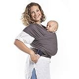 Boba Wrap - Fular Elástico Portabebé | Pañuelo Porteo Ergonómico, Bandolera Ajustable, Ideal Para Recién Nacidos (Organic Dark Grey)