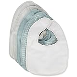 BIECO Baberos Blancos Impermeables de Algodon para Bebe 5x | Baberos Rizo Pechitos Velcro para Recien Nacido 0 Meses