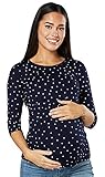 HAPPY MAMA. Mujer Top Camiseta premamá Lactancia Cuello Redondo Doble Capa. 988p (Marina de Guerra con Puntos, 44-46, 3XL)