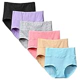 Yintry Ropa Interior para Mujer Braguitas de Cintura Alta Bragas de algodón elástico Pantalones de Control de Barriga Paquete de 6 (S, 6colores)