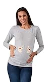 M.M.C. Camiseta de premamá con diseño de huellas de bebé con corazón - Divertida camiseta de premamá con diseño para embarazadas, manga larga gris L