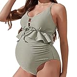 Traje de baño Acanalado de Maternidad de Verano para Mujer, Traje de baño Sexy para Playa, Traje de baño de Bikini de de Maternidad Necesito Respirar (09-Green, XL)