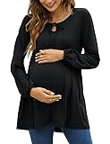 Clearlove Camiseta de maternidad para mujer, manga larga, para embarazo, maternidad, Negro , L