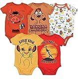 Disney Lion King Baby Boys' 5 Pack Bodysuits Simba Timon Pumbaa